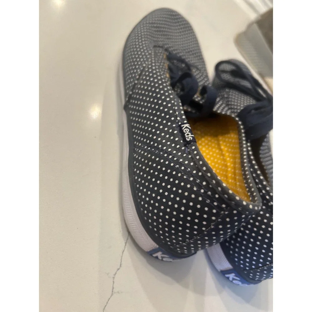 Keds Champion Sneakers Navy Blue Polka Dot Canvas Lace Up Low Top Shoes